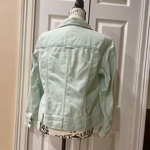 J.JILL DENIM MINT GREEN JACKET SZ M VERSATILE MINIMALIST SOPHISTICATED - Picture 3 of 12